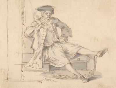 Rauchender Marineoffizier im Sitzen von Louis Philippe Boitard