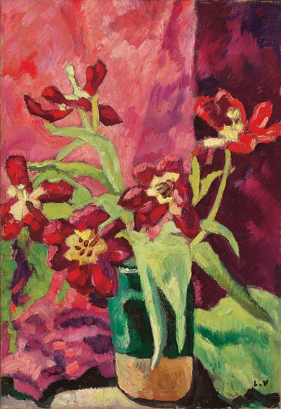Vase, rote Tulpen von Louis Valtat