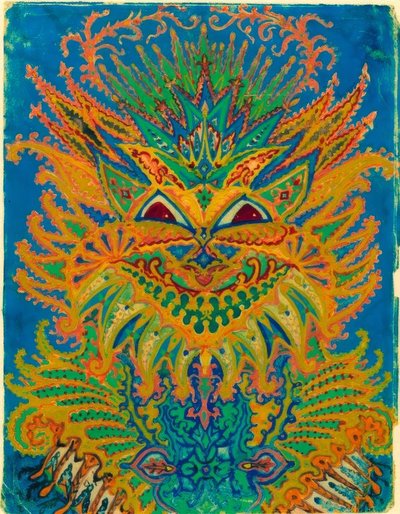 Kaleidoskop-Katzen: Katzenmuster auf Blau von Louis Wain
