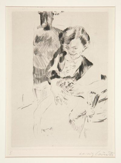 Frau mit einem Kätzchen von Lovis Corinth