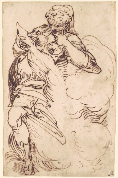 Eine stehende Sibylle mit einer Schriftrolle von Luca Cambiaso