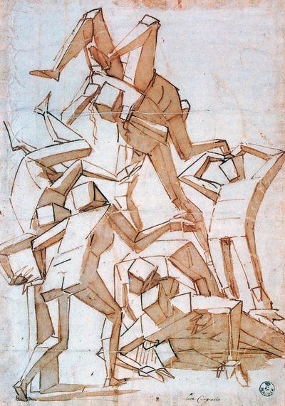 Kämpfende Figuren, 1527-1585 von Luca Cambiaso