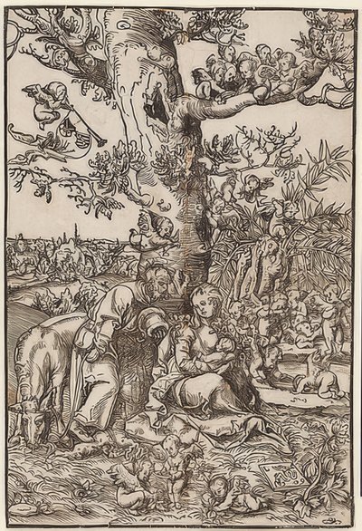 Ruhe auf der Flucht von Lucas Cranach the Elder