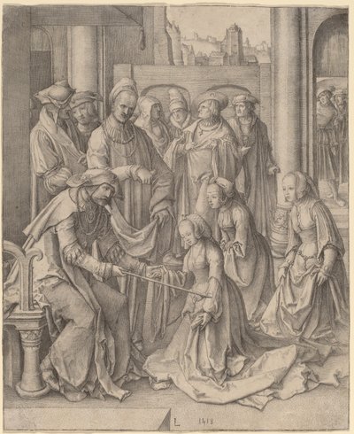 Esther vor Ahasverus von Lucas van Leyden