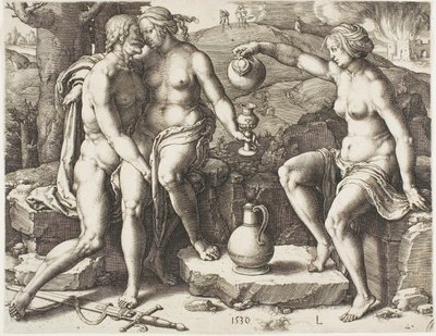 Lot und seine Töchter von Lucas van Leyden
