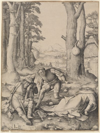 Mohammed und der Mönch Sergius von Lucas van Leyden