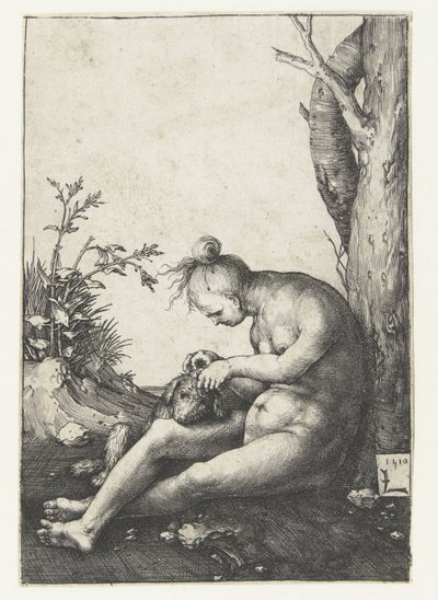 Nackte Frau mit Hund von Lucas van Leyden