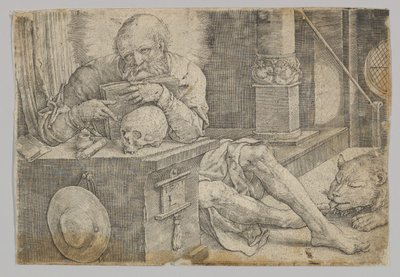 Der heilige Hieronymus in seinem Studierzimmer (1521) von Lucas van Leyden