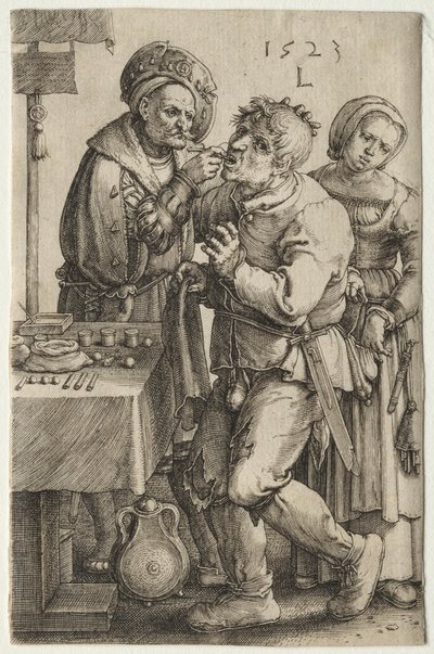 Der Zahnarzt, 1523 von Lucas van Leyden