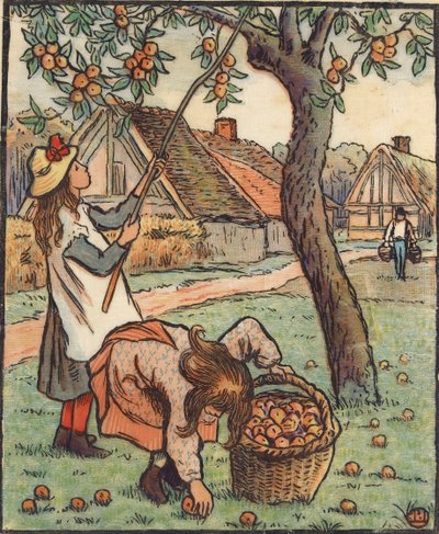 Die Apfelernte, 1889 von Lucien Pissarro