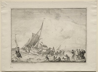Ein Schiff zu Wasser lassen von Ludolf Backhuysen