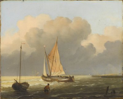 Meere vor der Küste, mit Spritsail-Barge von Ludolf Bakhuysen