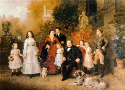 Familie des Geschäftsmanns B. H. Strousberg von Ludwig Knaus
