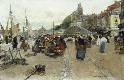 Marktplatz an einem Hafen von Luigi Loir