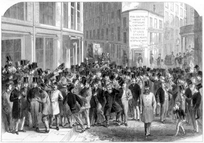 Börsenmakler auf dem Bürgersteig in New York, 1864 von M. Jackson