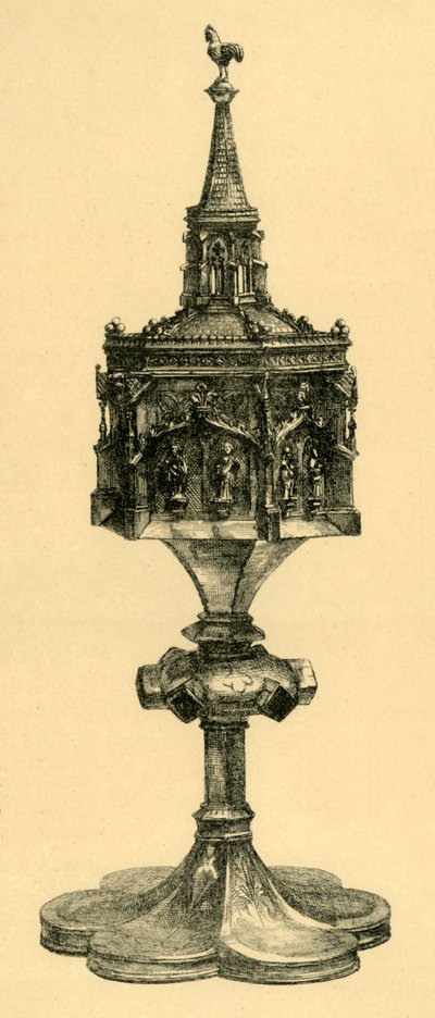 Kupfervergoldete Pyxis, Mitte des 15. Jahrhunderts, 1881 von M Sullivan