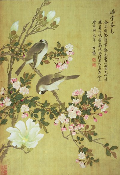 Zierapfel, Magnolie und Baitou-Vögel von Ma Yuanyu