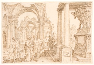Jehu betet das goldene Kalb an von Maarten van Heemskerck