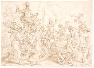 Triumphwagen. Bellum (Krieg) von Maarten van Heemskerck