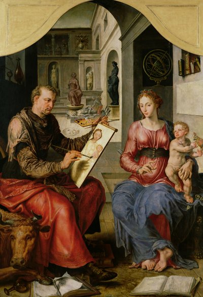 St. Lukas malt die Jungfrau, um 1545 von Maerten van Heemskerck