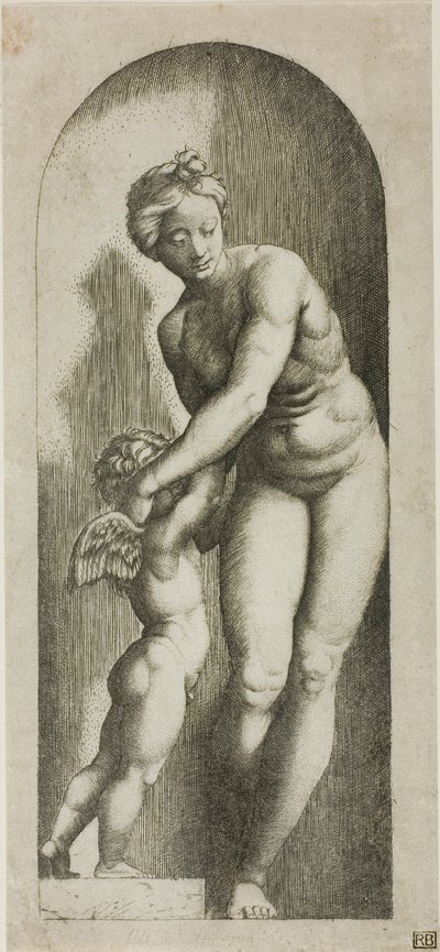 Venus und Amor von Marcantonio Raimondi
