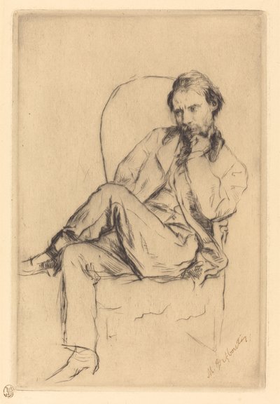 Renoir sitzt von Marcellin Gilbert Desboutin