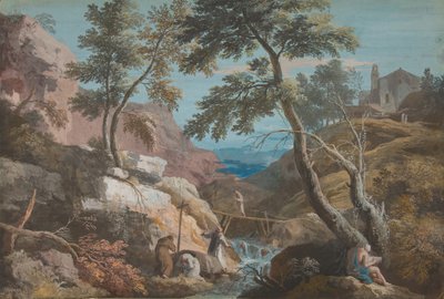 Gebirgslandschaft mit Einsiedlern, ca. 1700-1730 von Marco Ricci