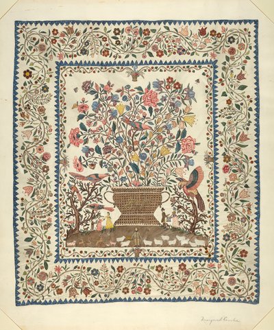 Applizierte und bestickte Decke, 1935-1942 von Margaret Concha