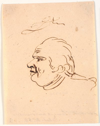 Herrenporträt. Profil nach links. Karikatur von Marie Jeanne Clemens