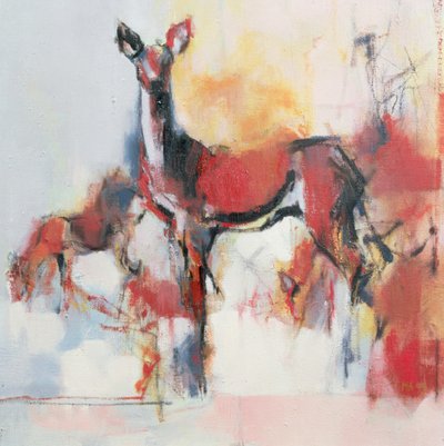 Hirsche im Winter, 1995 von Mark Adlington
