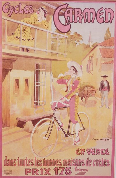 Plakatwerbung für Carmen-Fahrräder von Marodon
