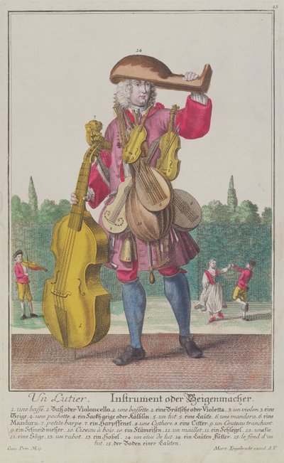 Der Instrumentenbauer, ca. 1735, veröffentlicht in Augsburg von Martin Engelbrecht