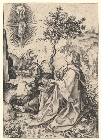 Heiliger Johannes auf Patmos, ca. 1435-1491 von Martin Schongauer