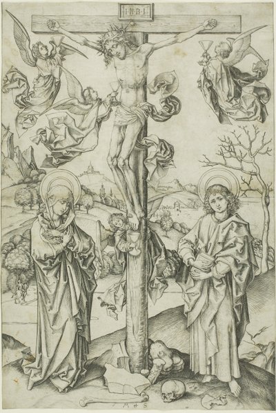 Die Kreuzigung mit vier Engeln von Martin Schongauer