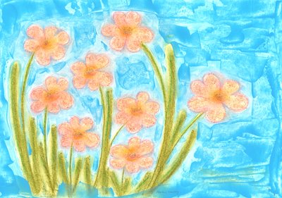 Frühlingserwachen Tulpen Tagetes von Martina Konitzky