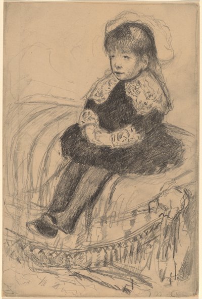 Kind auf einem Sofa sitzend von Mary Cassatt