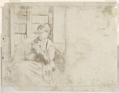 Stricken in der Bibliothek, ca. 1881 von Mary Cassatt