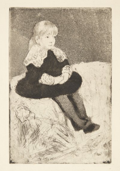 Mademoiselle Luguet auf einem Sofa sitzend von Mary Cassatt
