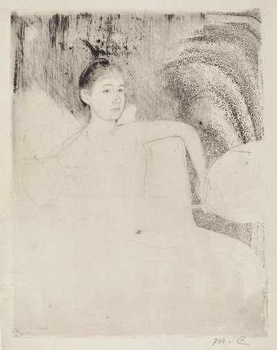 Mimi mit einem japanischen Fächer von Mary Cassatt