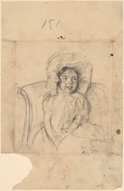 Lächelnde Margot mit gerüschter Haube von Mary Cassatt