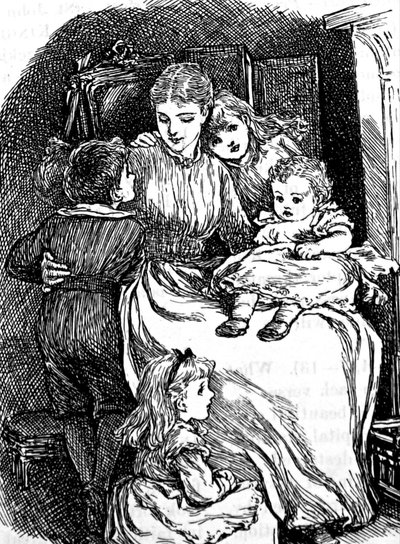 Eine Mutter, die ihre Kinder kuschelt von Mary Ellen Edwards