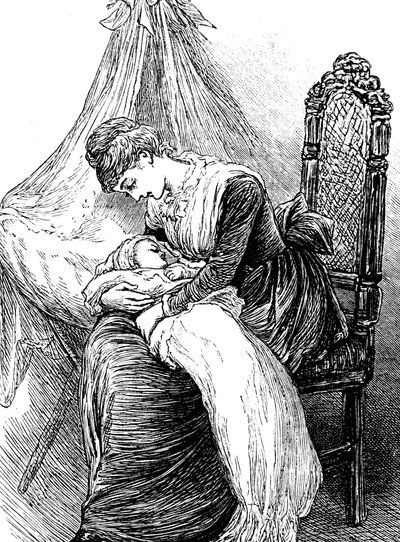 Eine junge Mutter, die ihr Kind kuschelt von Mary Ellen Edwards
