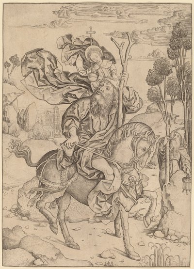 Heiliger Christophorus zu Pferd von Master I.A.M. of Zwolle