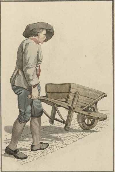 Mann mit Schubkarre von Mathias de Sallieth