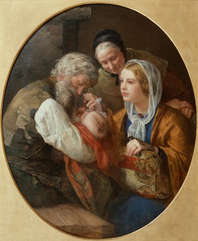 Junge Mutter beim ersten Besuch bei ihren Eltern von Mathilde Dietrichson