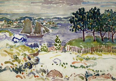 Bucht mit Segelboot, Maine, ca. 1913-1915 von Maurice Brazil Prendergast