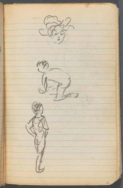 Skizzenbuch, Seite 101: Drei Figuren von Maurice Prendergast