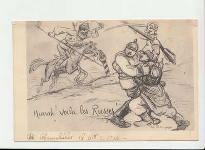 Postkarte, Satirisch in Schwarz-Weiß von Maurice Radiguet
