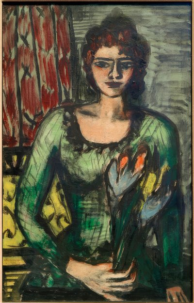 Bildnis Quappi im grünen Jumper von Max Beckmann