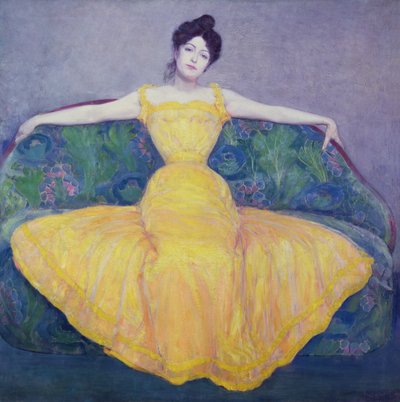 Dame im gelben Kleid von Max Kurzweil